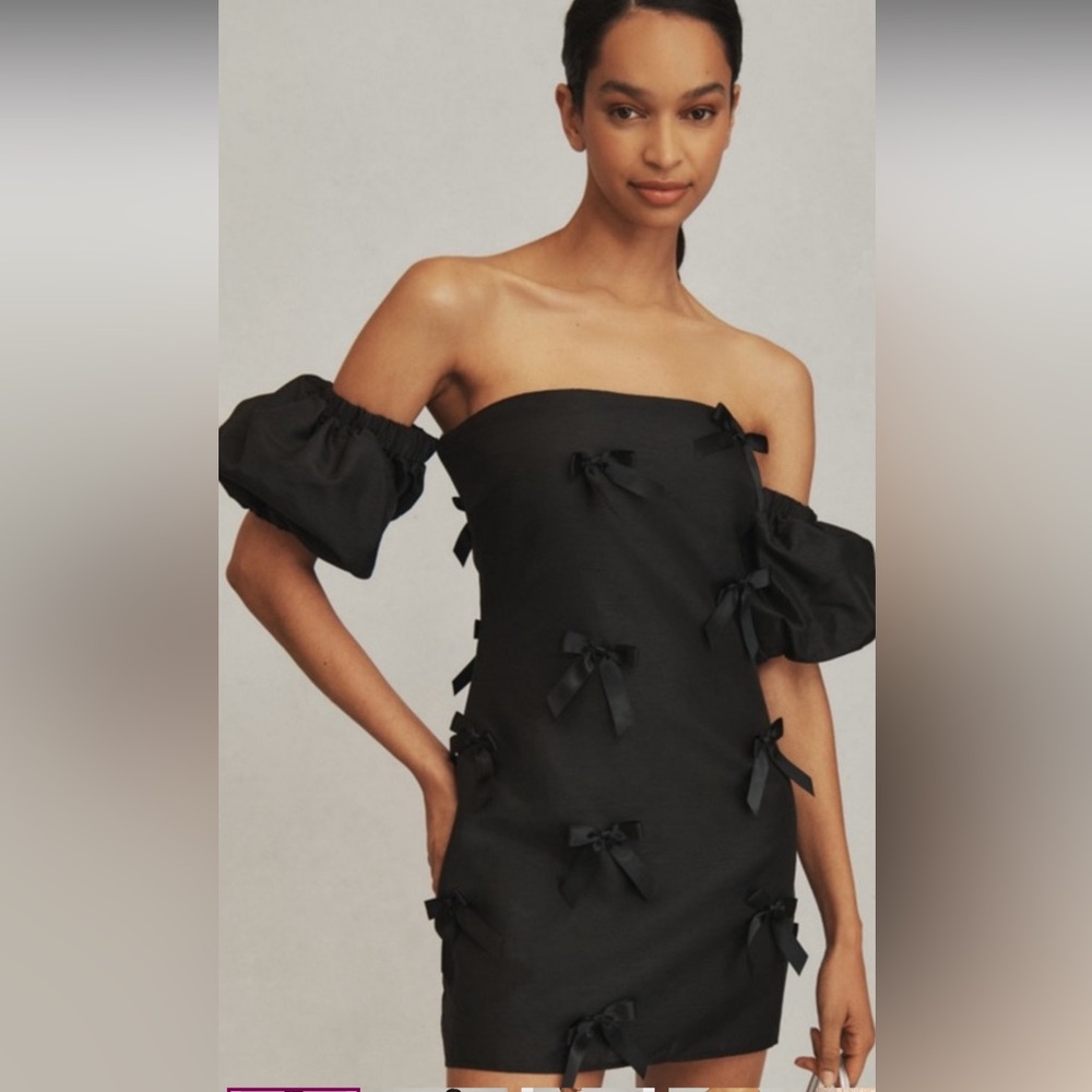 Anthropologie Hutch Black Off-Shoulder Mini Dress New With Tags